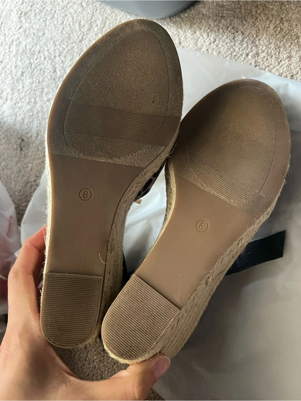 LOFT Leopard Print Espadrille Wedge Sandals in Black and Tan